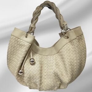 Loeffler Randall Cream Woven Hobo Bag